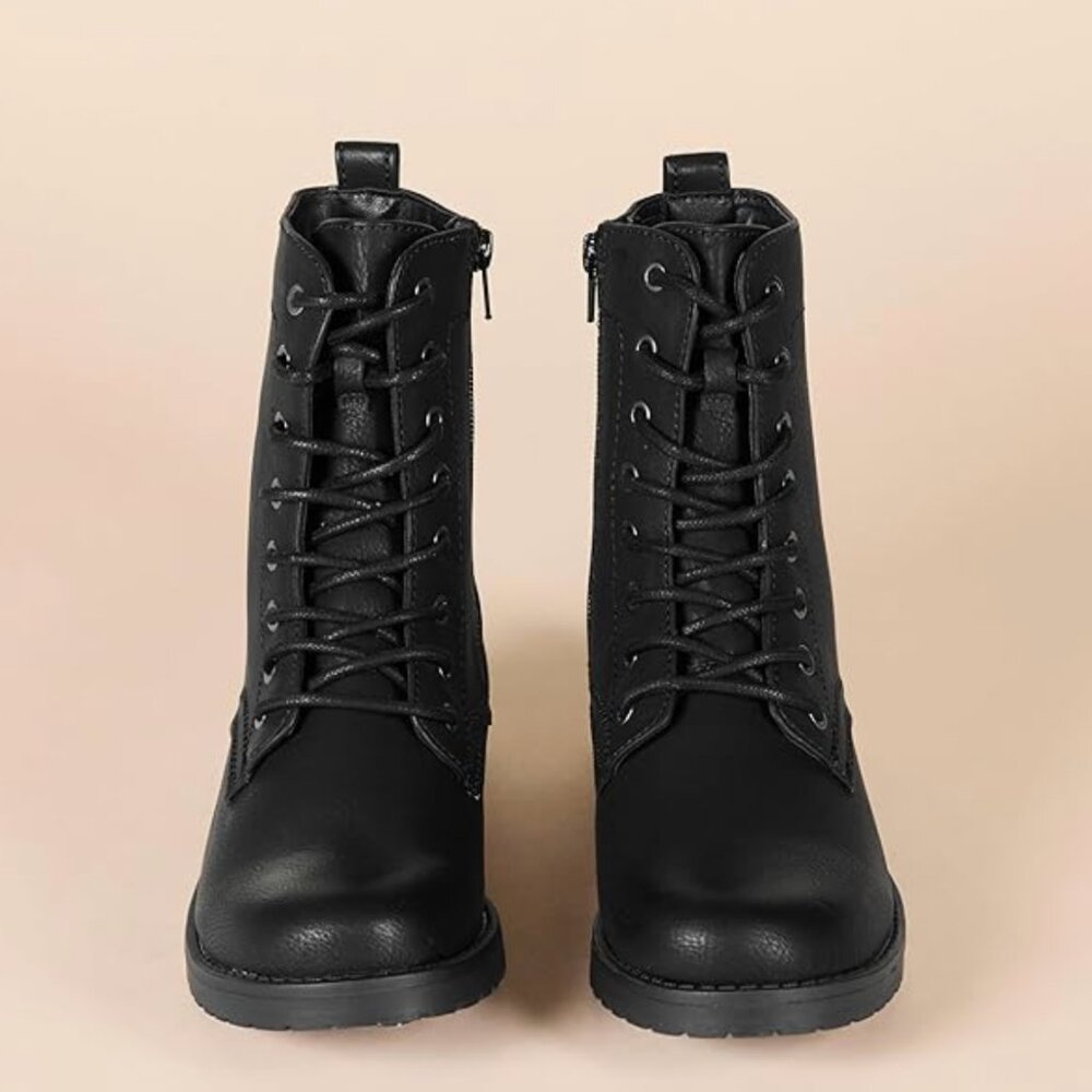 EUC black lace up combat boots, women's size 7